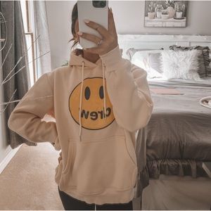 DREW Cream Hoodie with Yellow Smiley Logo